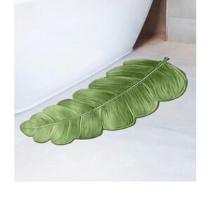 Voofly Leafy Bath Mat Non Slip Quick Dry Absorbent Green Shower Rug